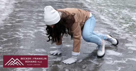 woman slipping on snow