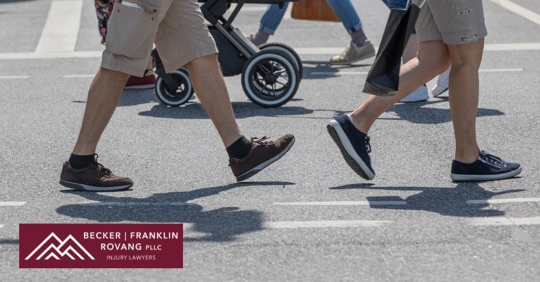 pedestrian lane with people crossing